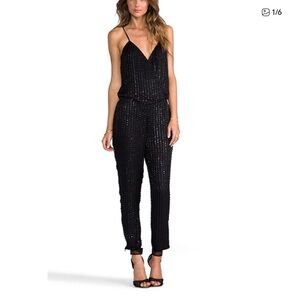 Parker Black Autumn Sequin Beaded Jumpsuit XS